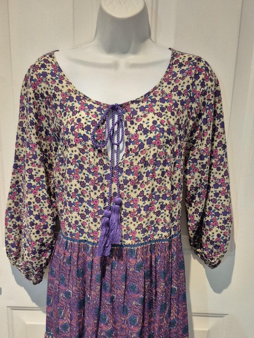 NATURAL LIFE Purple Floral Tiered Maxi Dress. Size M - Picture 2 of 13